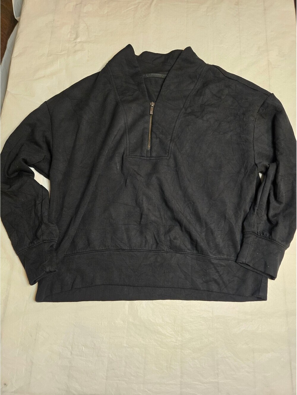 Lou & Grey Scubasoft Half Zip Pullover Women's Black Rayon Blend Large